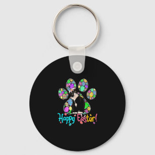Cute Colourful Easter Eggs Paw Tuxedo Cat Happy Ea Key Ring