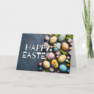 Cute Colourful Eggs Happy Easter Holiday Card