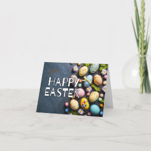 Cute Colourful Eggs Happy Easter Holiday Card