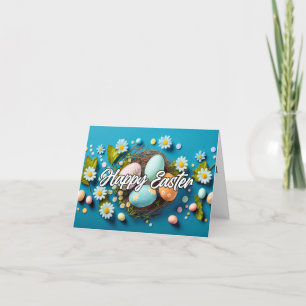 Cute Colourful Eggs Happy Easter Holiday Card