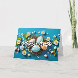 Cute Colourful Eggs Happy Easter Holiday Card