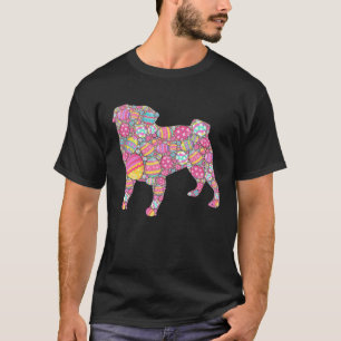 Cute Colourful Eggs Pug Dog Puppy Easter Day Kids T-Shirt