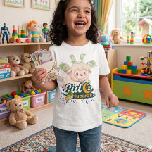 Cute Colourful Eid Mubarak Sheep Kids T-Shirt - Ha