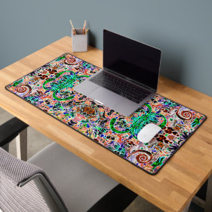 Cute colourful electric monsters design desk mat