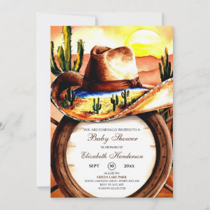 Cute Colourful Enchanted Cowboy Baby Shower Invitation
