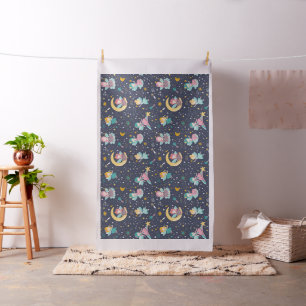 Cute colourful fairies pattern fabric