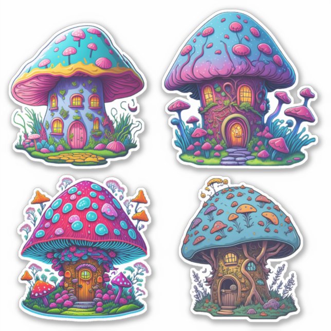 Cute Colourful Fairy Mushroom House (Front)