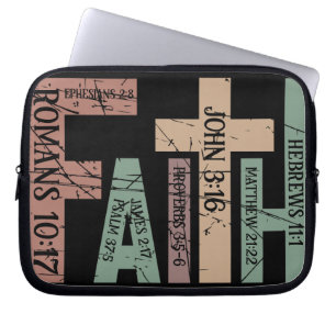 Cute Colourful Faith Bible Verses Typography Quote Laptop Sleeve