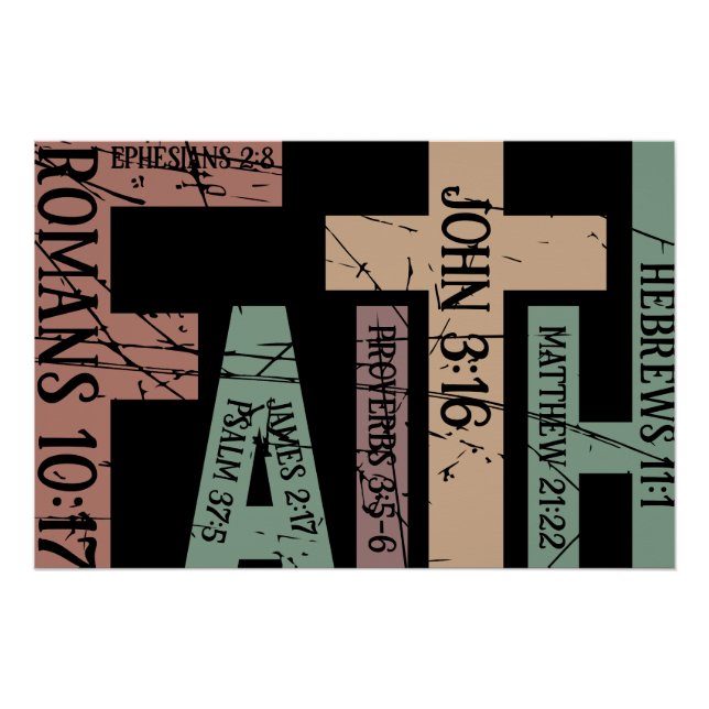 Cute Colourful Faith Bible Verses Typography Quote Poster (Front)