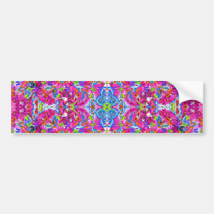 Cute colourful fantastic abstract floral bumper sticker
