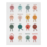 Cute Colourful Feelings Emotions Faces Chart 