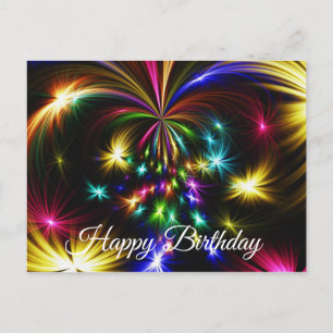 Cute, Colourful Fireworks, Abstract Postcard