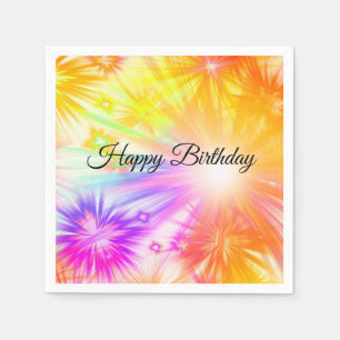 Cute, Colourful Fireworks, Happy Birthday Napkin