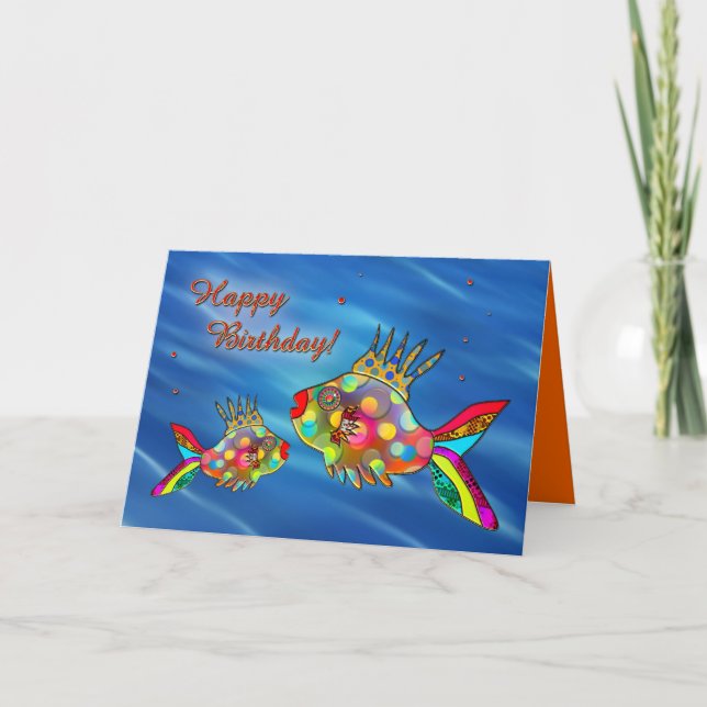 Cute Colourful Fish Birthday Card (Front)