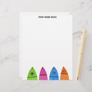 Cute Colourful Fish Personalised Letterhead