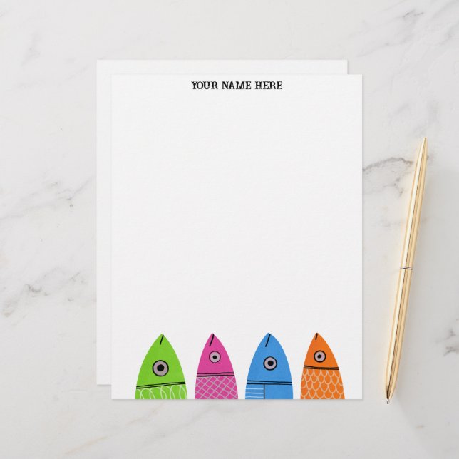 Cute Colourful Fish Personalised Letterhead (Front/Back In Situ)