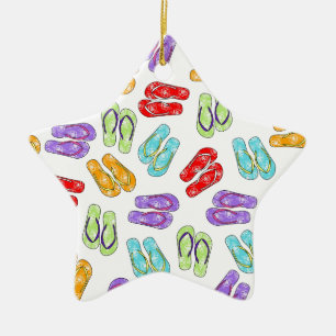 Cute Colourful Flip Flops Ceramic Ornament