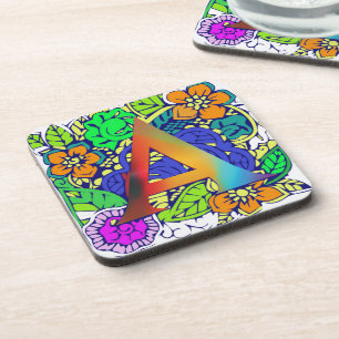 Cute Colourful Floral A monogrammed Pattern Girly Coaster