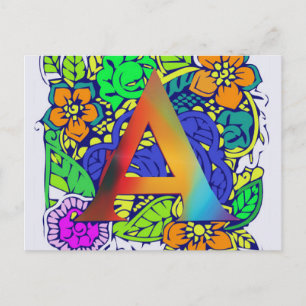 Cute Colourful Floral A monogrammed Pattern Girly Postcard