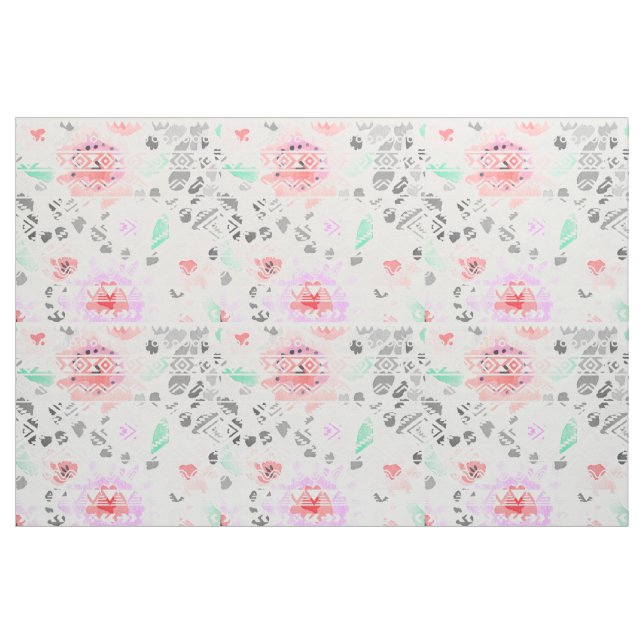 Cute colourful floral aztec fabric (Fat Quarter)