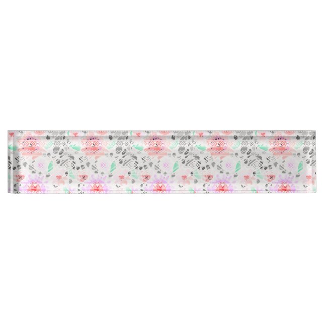 Cute colourful floral aztec nameplate (Front)