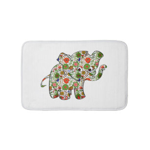 Cute Colourful Floral Baby Elephant Bath Mat