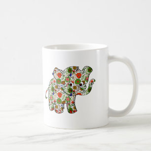 Cute Colourful Floral Baby Elephant Coffee Mug