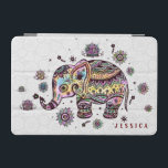 Cute Colourful Floral Baby Elephant Illustration iPad Mini Cover<br><div class="desc">Cute colourful floral baby elephant illustration over white circles pattern background. Customisable and optional monogram. If you need any help customising any of my designs,  contact ArtOnWear designer. Free text formatting with live help available by request.</div>