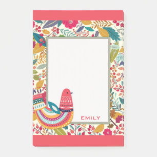 Cute Colourful Floral Bird Post-it Notes