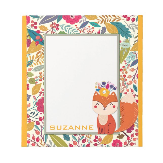 Cute Colourful Floral Cat Notepad (Front)