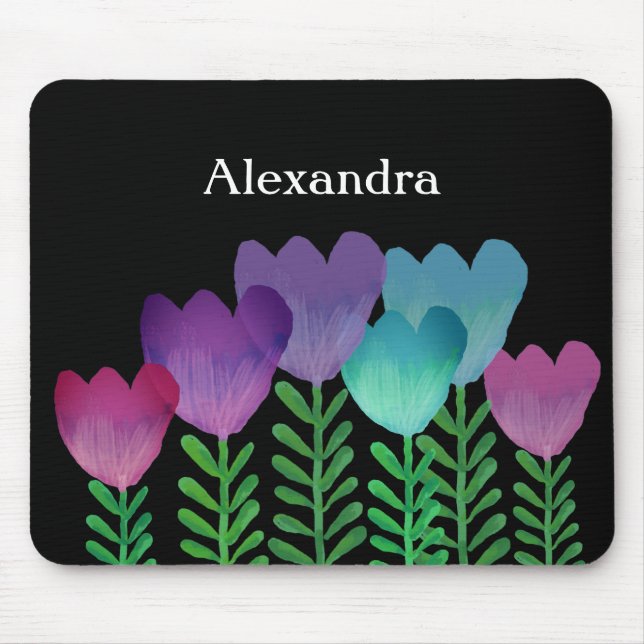 Cute Colourful Floral Custom  Mouse Pad (Front)