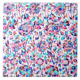Cute colourful floral design ceramic tile
