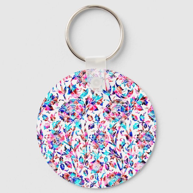 Cute colourful floral design key ring (Front)