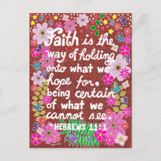 Cute Colourful Floral Faith Bible Verse Postcard