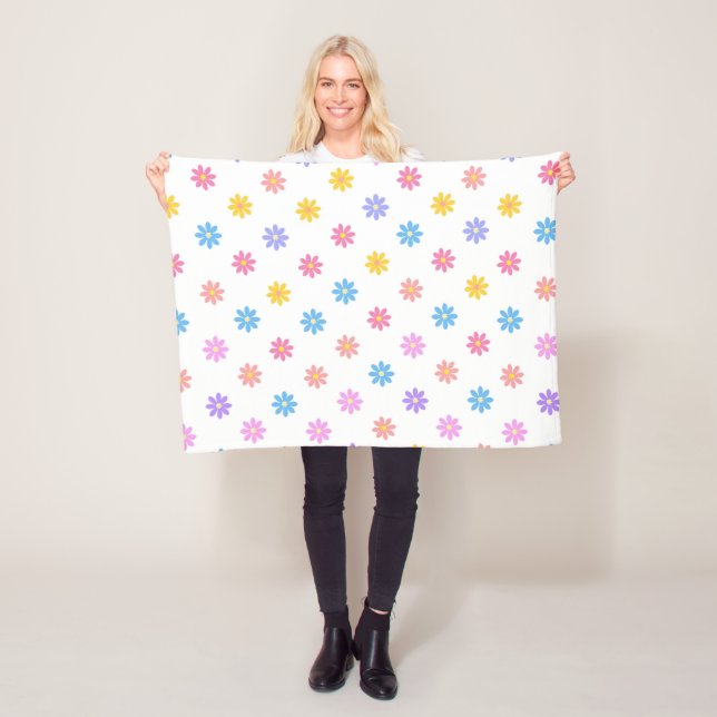 Cute Colourful Floral Fleece Blanket (In Situ)