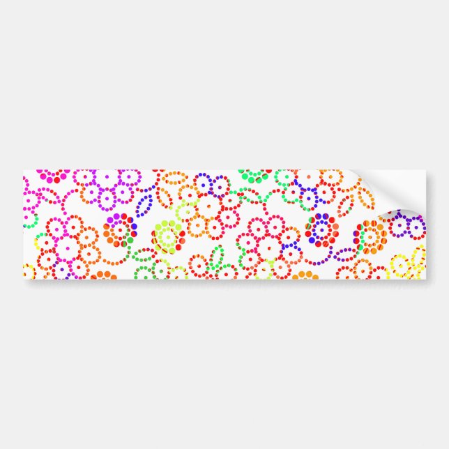 Cute colourful floral pattern bumper sticker (Front)