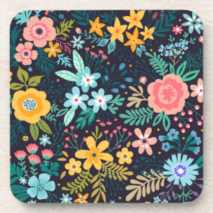 Cute Colourful Floral Pattern Coaster