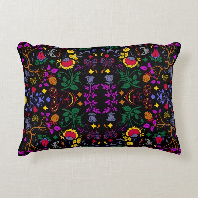 Cute colourful floral pattern  decorative cushion (Front)