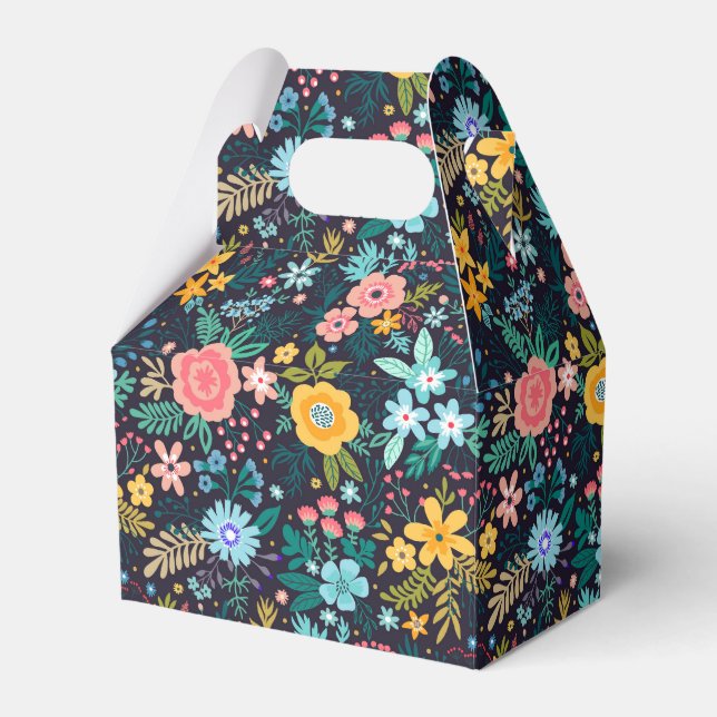 Cute Colourful Floral Pattern Favour Box (Front Side)