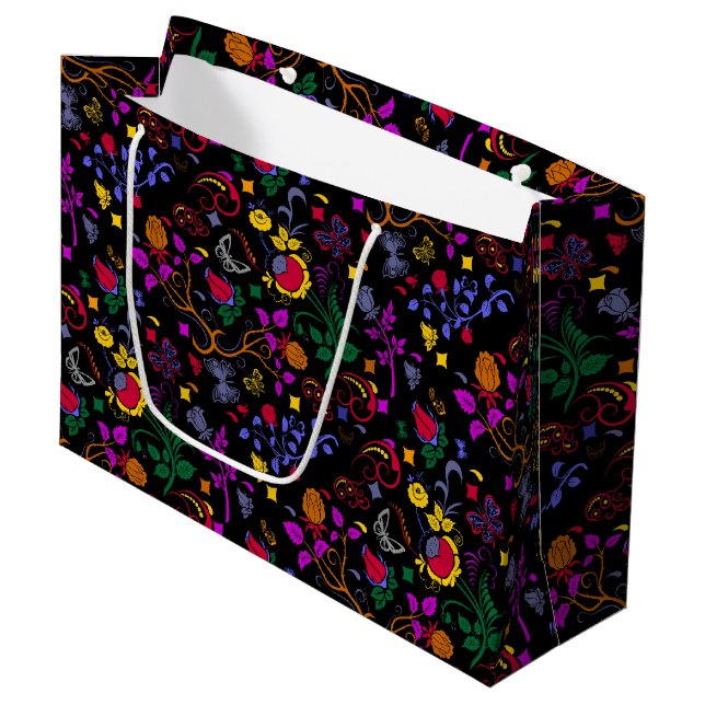 Cute colourful floral pattern  large gift bag (Front Angled)