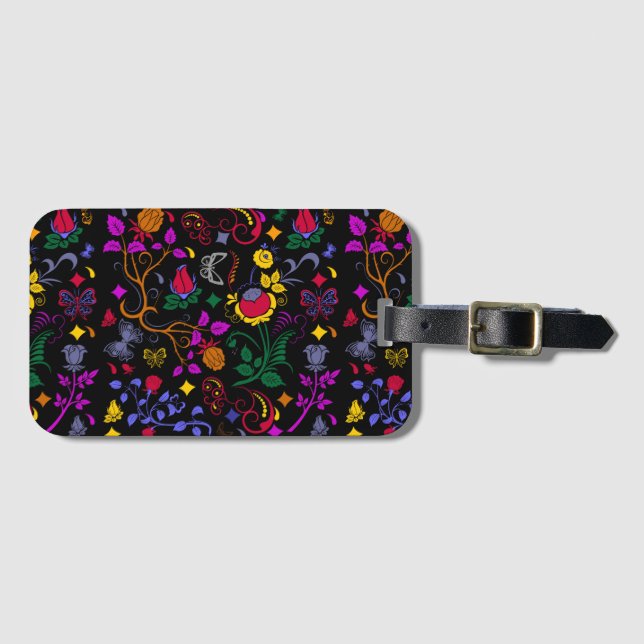 Cute colourful floral pattern  luggage tag (Front Horizontal)