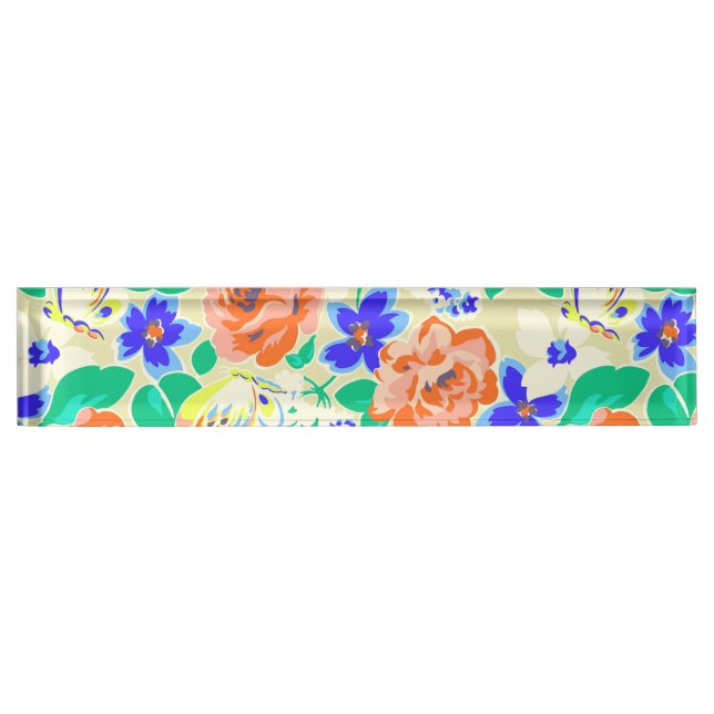 Cute colourful floral pattern nameplate (Front)