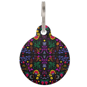 Cute colourful floral pattern pet tag