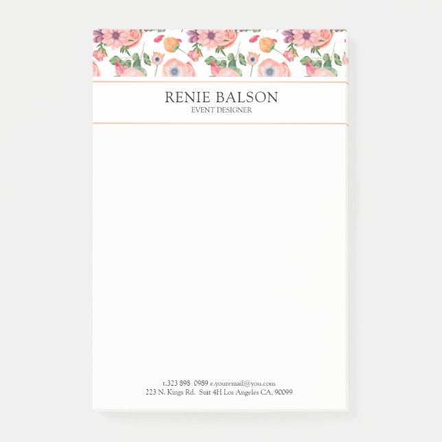 Cute Colourful Floral Pattern Post-it Notes (Front)