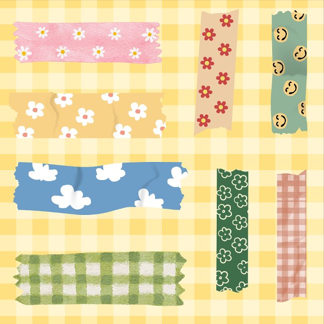 Cute colourful floral pattern tapes scrapbook (Cute scottish tepe for scrapbook. colorful pattern tapes. stickers)