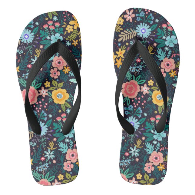 Cute Colourful Floral Pattern Thongs (Footbed)