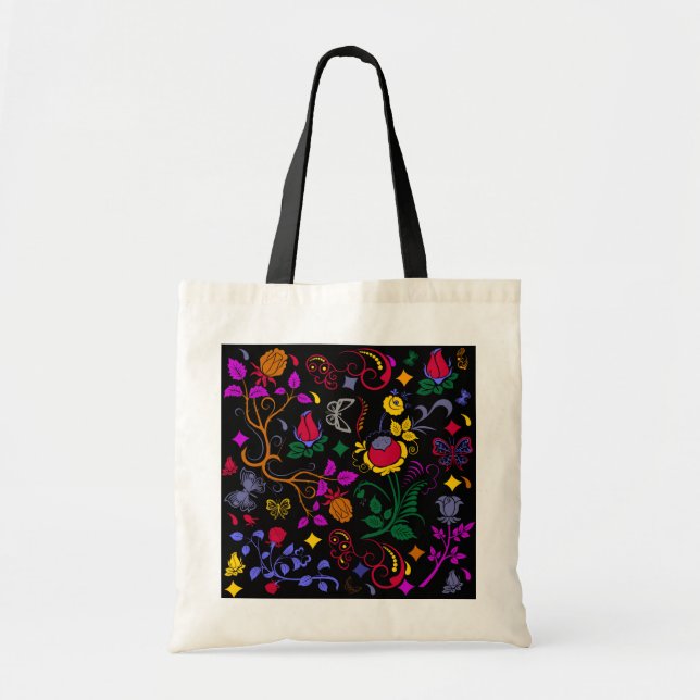 Cute colourful floral pattern  tote bag (Front)
