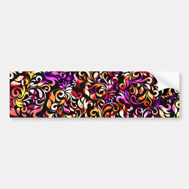 Cute colourful floral patterns bumper sticker (Front)