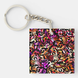 Cute colourful floral patterns key ring