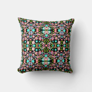 Cute colourful floral skull cushion